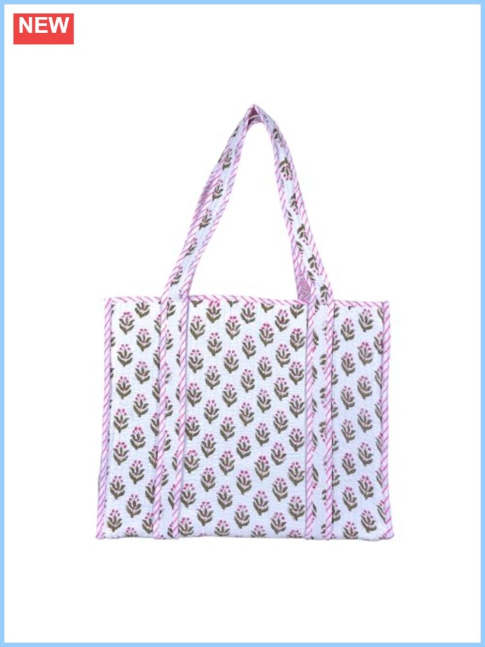 Quilted Cotton Tote Bag Large Reusable Grocery Beach Work Shoulder Purse